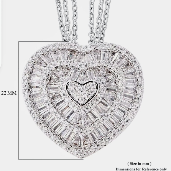 Cz triple heart pendant with 20" triple chain - Picture 8 of 12